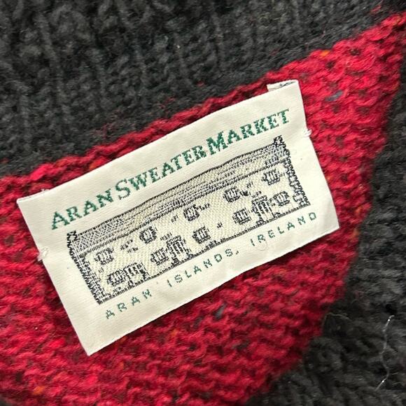 Aran Sweater Market Hand Loomed Wool Button Front Cardigan Size Large - Picture 7 of 8